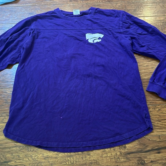 Pressbox Tops - Kansas state Purple Long Sleeve Shirt with Logo -some stains